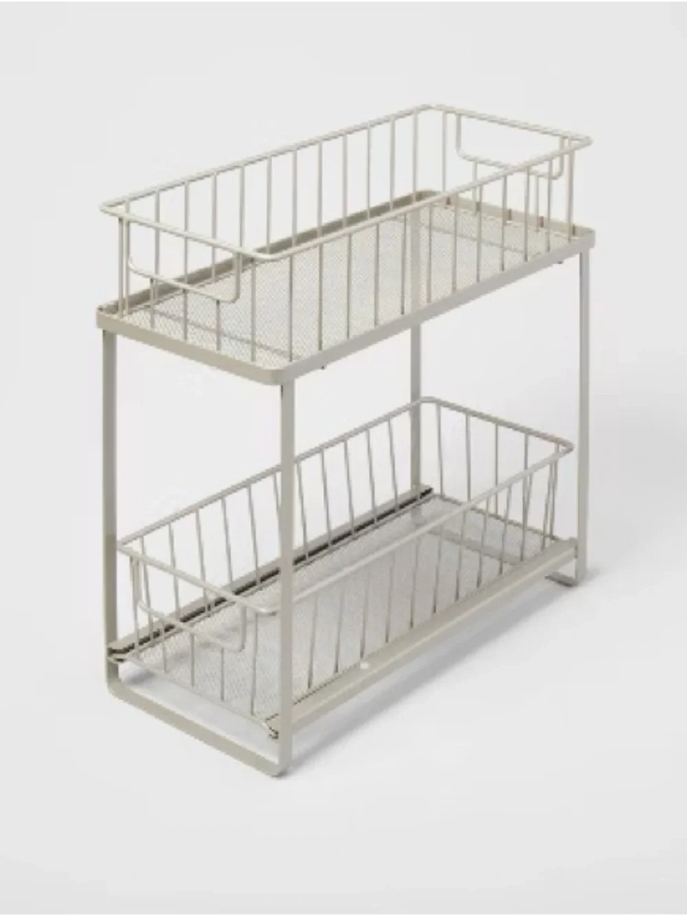 Brightroom Two-Tier Metal Storage Basket Shelf in Gray - Maximize Storage Space